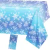 Mantel de copo de nieve azul degradado de Amazon transfronterizo, plástico PE desechable, suministros de decoración para fiesta de nieve navideña