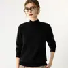 Outono/Inverno 2026 Novo Estilo Suéter Feminino de Caxemira Engrossado Raglan Gola Alta Parcial Versátil Malha Solta