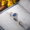 Anel de Safira Transfronteiriço Mais Vendido Moda Europeia e Americana Cobre Cravejado Anel de Zircônia Azul Mulheres Adequado para Uso Durante Todo o Ano Joias