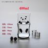 Vidrio resistente al calor a prueba de explosiones de panda lindo de borosilicato bola de bambú taza apilable para café té con leche bebida Festival