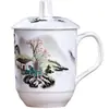 Taza de Cerámica Jingdezhen con Tapa Taza de Té de Cerámica Taza para Reuniones de Oficina Taza de Agua Taza de Té para Recepción Regalo Conmemorativo con Logo Impreso