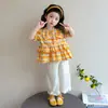 Conjunto de Manga Abullonada para Niña Verano 2026 Nueva Moda Ropa de Verano para Bebé Niña Conjunto de Dos Piezas Estilo Coreano para Niños