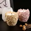Molde de Gesso para Suporte de Vela Flor de Cinco Pétalas em Relevo Molde de Silicone para Suporte de Flor Tridimensional com Flor em Relevo Vaso de Flor Suculenta