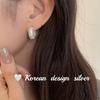 Corea del Sur 2024 Nuevos Pendientes de Alta Gama de Nicho Plata de Ley S925 Edición Amplia Pendientes Brillantes de Plata con Volantes Hebilla de Oreja para Mujer