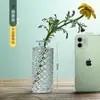 Garrafa de Vidro Mini Vaso Pequeno Estilo Ins Mesa Estilo Francês Arranjo de Flores Luxo Leve Embossado Pequeno Transparente Calibre Pequeno