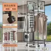 Arara de Roupas Móvel Hexagonal de Camada Dupla com Rodas Secador Giratório Redondo Suporte de Roupas e Chapéu para Varanda Cabide de Roupas Produto Novo Transfronteiriço