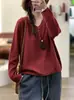 Nuevo Suéter de Punto Holgado de Manga Larga de Tencel con Cuello en V, Color Sólido, Versátil, Adelgazante, para Mujer, Otoño/Invierno 2026