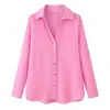Comércio Exterior Transfronteiriço 2026 Nova Primavera Verão Europeu Americano Moda Feminina Solta Nove Cores Botão Gola V Manga Longa Lapela Camisa