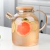 Hervidor de agua fría de vidrio, hervidor de agua fría, refrigerador de gran capacidad, cuentas de vidrio, cubierta de bambú, tetera nórdica para jugos, para el hogar, de doble uso