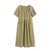 Roupa de Maternidade Estilo Coreano Nova Primavera e Verão Cor Sólida Saia Longa para Gestantes Cobrir a Barriga e Parecer Magra, Vestido Casual Tendência