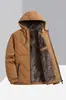 Jaqueta Masculina de Inverno 2026 com Forro de Fleece, Casaco de Algodão Espessado, Nova Jaqueta de Algodão Quente, Jaqueta Casual com Capuz e Gola Alta para Pai