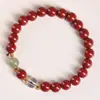 Pulseira de anel duplo de sequoia para homens e mulheres, pulseira de casal estilo chinês com pingente de lótus, contas de madeira para oração budista