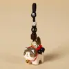 Chaveiro Pingente Gatinho Esculpido em Madeira Artesanal Pingente de Bolsa Fofo Exquisito Ornamentos Criativos da Internet Presente
