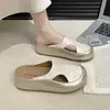 Medias Pantuflas Cerradas Caladas para Mujer, Sandalias Slip-On Versátiles de Suela Gruesa que Aumentan la Altura, Nuevo Estilo Verano 2026