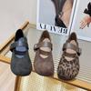 Diseño Retro Versátil Estampado de Leopardo Zapatos de Salón 2025 Nuevo Estilo Primavera y Otoño Diarios Suela Suave Zapatos Mary Jane Uso Bidireccional Zapatos Planos