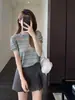 Camiseta Estilo Coreano Estilo Academia Sensação Fresca de Verão Solta Emagrecedora Preguiçosa Malha Manga Curta Feminina 26 Verão Novo H073002