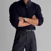 Malha Meio Zíper Masculina Primavera e Outono Novo Estilo Coreano Nicho Casual Versátil Espessa Flor de Cânhamo Design Gola Malha Outer