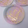 Platos de Papel Personalizados con Estampado de Foil Láser para Cumpleaños y Fiestas, Procesamiento al por Mayor Desechable para Reuniones, Personalización Creativa de Pasteles con Logo