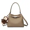 Nuevo Conjunto de Bolso Cubo Estilo Vintage Perezoso, Bolso Cruzado Versátil Práctico, Bolso de Mujer con Hebilla de Cierre de Cuero Genuino