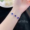 Pulsera Vintage para Mujer ins Nicho Trébol Incrustación de Rubí Simple Estilo Frío Mejor Amigo de la Chica Pulsera de Diamantes Azules