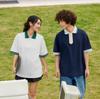 Verano nuevo 240G contraste solapa diseño media cremallera algodón perla polo marca de moda business casual manga corta