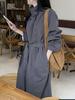 Estilo Chic Coreano 2026 Outono e Inverno Estilo Coreano Gola Alta Abotoado Versátil Solto Casual Comprimento Médio Trench Coat para Mulheres
