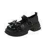 Sapatos Sociais Brancos com Laço, Bico Redondo e Solado Grosso para Mulheres, Novo Estilo 2024, Sapatos Mary Jane Franceses com Salto Grosso, Versátil