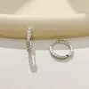 Pendientes de Aro Cóncavo-Convexo de Circonita de Alta Gama Estilo Coreano, Pendientes de Botón Versátiles Elegantes de Lujo Ligero para Viajar, Aguja de Plata S925