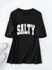 Amazon Ebay Sitio Independiente Moda Casual Personalizada Sencilla Mujer Letra Salada Holgada Talla Grande Manga Corta Camiseta