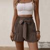 Estação Independente da Amazon Comércio Exterior Verão 2024 Novo Design de Roupas Femininas Transfronteiriças Shorts Marrons de Cintura Alta Finos Europeus e Americanos