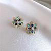 Brincos de Flores de Verão com Diamantes Coloridos Retrô, Brincos Elegantes e Delicados para Mulheres, Brincos Versáteis e Modernos para Piercing