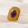 Anillo Abierto de Acero Inoxidable y Oro 18K Anillo para Mujer Resistente al Agua Transfronterizo Europeo y Americano de Acero de Titanio Pieza de Mano Exagerada con Forma de Mariposa y Corazón