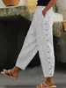 Pantalones cortos de moda europeos y americanos 2024 con estampado de rayas, cierre de botones, cintura elástica, de corte cropped