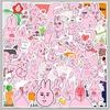 50 Calcomanías de Conejo Rosa Paquete de Expresiones Divertidas mi amigo Animal de Dibujos Animados Impermeable Calcomanías Decorativas para Cuaderno