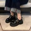 Sapatos Uniformes de Couro com Solado Grosso Estilo Celebridade da Internet para Mulheres, Mocassins Retro Slip-On com Fivela Quadrada Estilo Universitário, Sapatos de Trabalho de Inverno