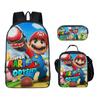 Juego de Dibujos Animados de Mario Mochila Escolar Mario para Niños de Primaria Grados 3-6 Mochila Transfronteriza Juego de Tres Piezas