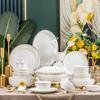 Conjunto de louças de cerâmica Jingdezhen Tigela de porcelana doméstica Prato Prato Tigela de porcelana estilo nórdico Prato de jantar Presente Tigela por atacado