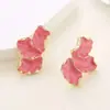Pendientes de moda de alta gama Pendientes de flor de gota de aceite Mori temperamento lujo ligero pendientes de pétalo de hoja colorida femeninos