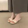 Primer Encuentro con las Nuevas Chanclas de Cuña con Lazo Suave de la Nueva Temporada, Nuevas Sandalias Frescas de Estilo Floral de Hada para Mujer para el Verano con Puntos