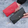 2026 Novo Modelo Carteira Longa Feminina Versátil de Cor Sólida com Múltiplos Porta-Cartões, Bolsa Clutch com Fecho de Botão, Bolsa de Celular Fashion, Carteira de Couro Macio