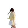 Cárdigan Ligero de Punto para Verano Combinado con un Vestido de Tirantes Nuevo Top Amarillo de Verano Blusa Corta para Cubrir
