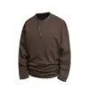 Camisa Térmica de Manga Larga con Cuello Henley para Hombre, Comercio Exterior Japón Corea, Sudadera de Otoño, Ropa Exterior Estilo Old Money, Camiseta con Diseño de Botones Diagonales