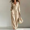Ropa de mujer transfronteriza europea y americana 2026, nuevo mono casual de moda de otoño con bolsillo y cuello en V de manga larga