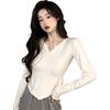 Camiseta de Manga Larga para Mujer Nuevo Estilo Coreano Nicho Asimétrico Slim Chica Sexy Estilo Lujuria Pura Camiseta Básica Top Otoño