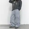 Calça Cargo Plissada Moda Casual Solta Outono Meninos e Meninas Aimo Beibei Estilo Coreano Bolsos 3D