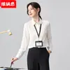 Camisa Larga Negra Nueva para Mujer Primavera y Otoño 2026, Top Elegante Popular para el Trabajo, Blusa Versátil de Gasa Talla Grande