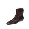 Botas Minimalistas Coreanas de Piel de Vaca con Tacón Oculto Adelgazantes 2026 Invierno Tacón Bajo Cuña Pequeña Para el Trabajo Punta Cuadrada Botines de Piel Genuina para Mujer