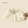 Camisa de Muñeca de Algodón Puro para Niñas Otoño 2026 Primavera y Otoño Nueva Moda Estilo Coreano Camisa Superior Clase A para Bebés Niñas 3