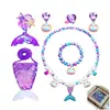 Venta Caliente Amazon Set de Collar y Pulsera de Perlas para Niños Collar de Sirena Accesorios para Niña Bebé Venta al por Mayor