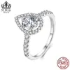 Aiful S925 Plata de Ley Boda Lujo 1 Quilate Moissanita Clásico Gota de Agua Conjunto de Anillo Collar Pulsera para Mujeres